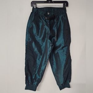Teal Satin Jogger Pants